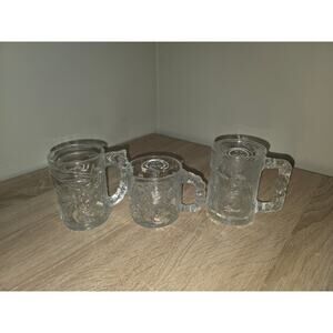 VTG Coffee Mug McDonald's 1995 3D BATMAN FOREVER Movie “TWO-FACE” Glass Set Of 3
